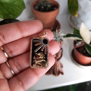 Gold Plated Enamel Tarot Card Pendant